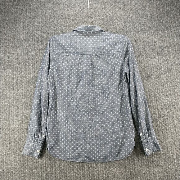 J. Crew Women's Chambray Popover Shirt Blue 00 Long Sleeve Circle Print Cotton - Picture 6 of 13